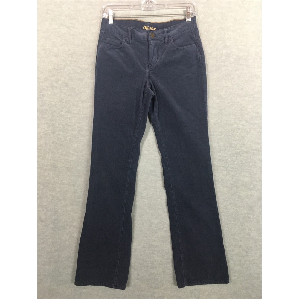 Old Navy Sz 2 Corduroy Bootleg Pants Blue Gray Mid Rise XS 5-Pocket EUC